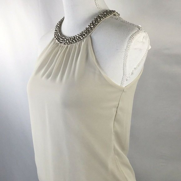 Express~High Beaded Neck~Cut Out Shoulders~Lined~ - Picture 3 of 11